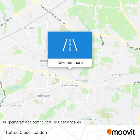 Tiptree Close map