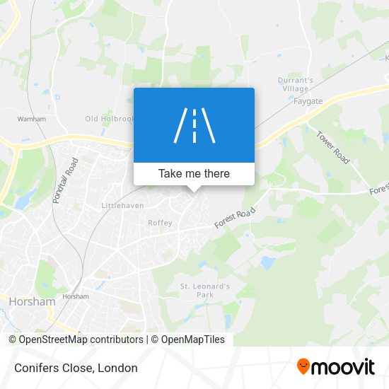 Conifers Close map