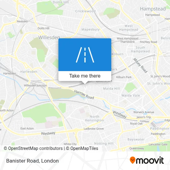 Banister And Polygon Map How to get to Banister Road, Kensal Green by bus, Tube or train?