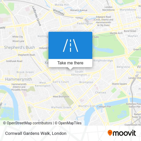 Cornwall Gardens Walk map