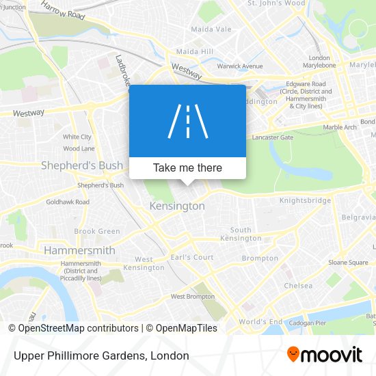 Upper Phillimore Gardens map