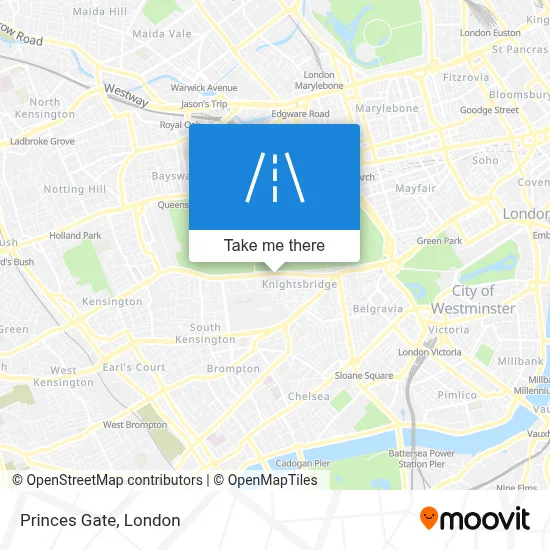 How to get to Princes Gate, Knightsbridge by bus, Tube or train?