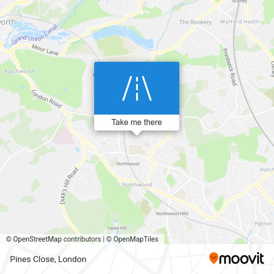 Pines Close map