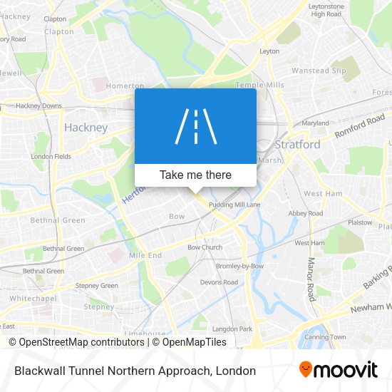 Blackwall Tunnel Northern Approach map