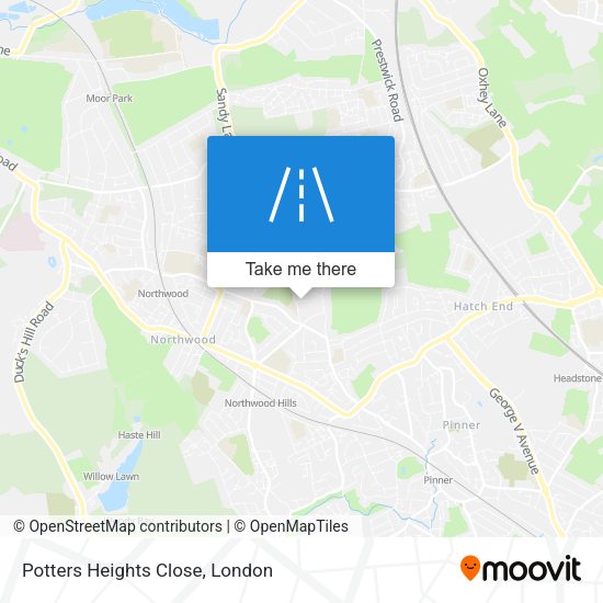 Potters Heights Close map