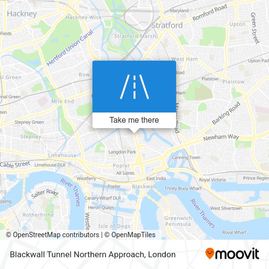 Blackwall Tunnel Northern Approach map