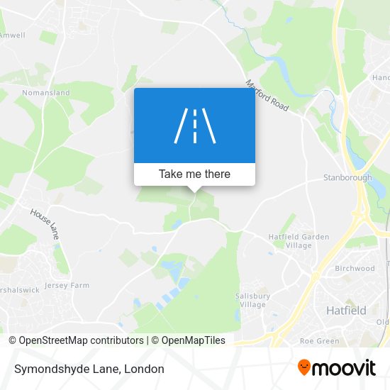 Symondshyde Lane map