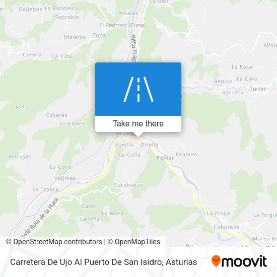 Carretera De Ujo Al Puerto De San Isidro map