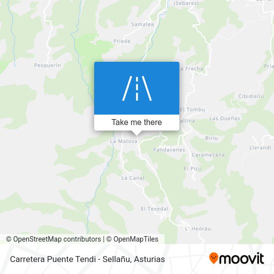 Carretera Puente Tendi - Sellañu map