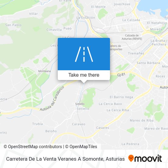 Carretera De La Venta Veranes A Somonte map