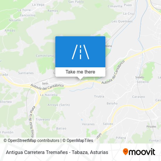 Antigua Carretera Tremañes - Tabaza map