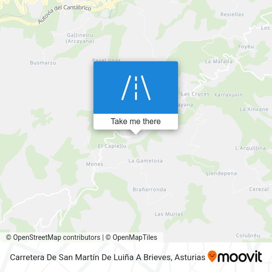 Carretera De San Martín De Luiña A Brieves map