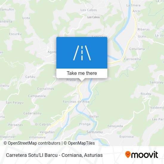 Carretera Sotu'Ll Barcu - Corniana map