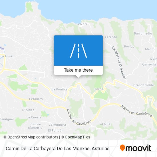 mapa Camín De La Carbayera De Las Monxas