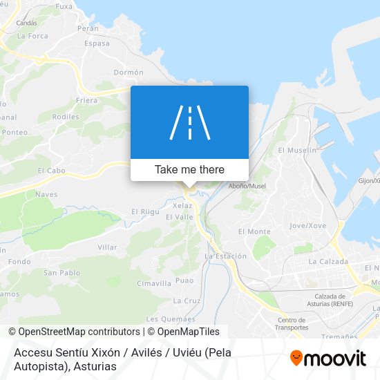 Accesu Sentíu Xixón / Avilés / Uviéu (Pela Autopista) map