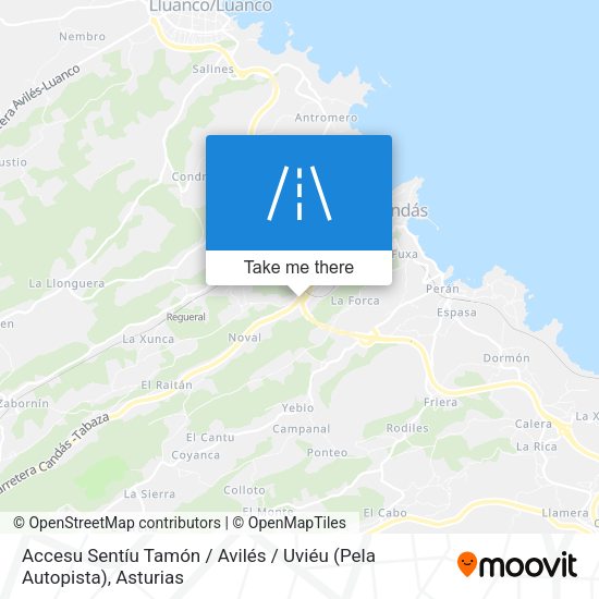 Accesu Sentíu Tamón / Avilés / Uviéu (Pela Autopista) map