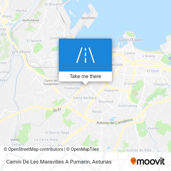 Camín De Les Maravilles A Pumarin map