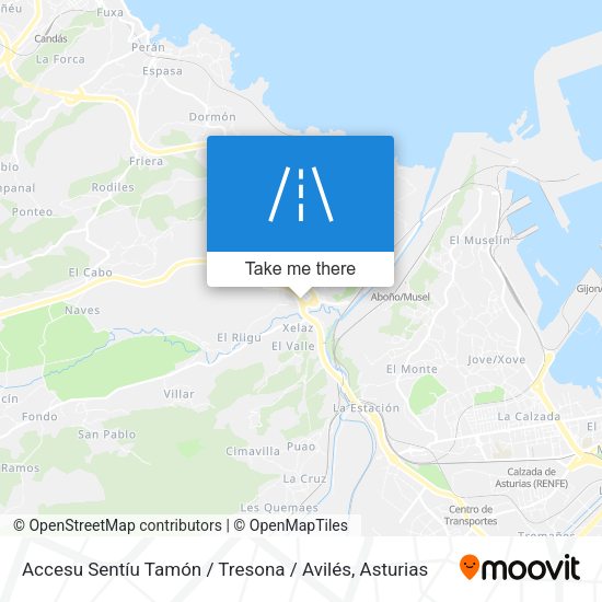 Accesu Sentíu Tamón / Tresona / Avilés map