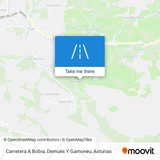 mapa Carretera A Bobia, Demués Y Gamonéu