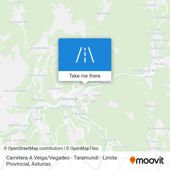 Carretera A Veiga / Vegadeo - Taramundi - Límite Provincial map