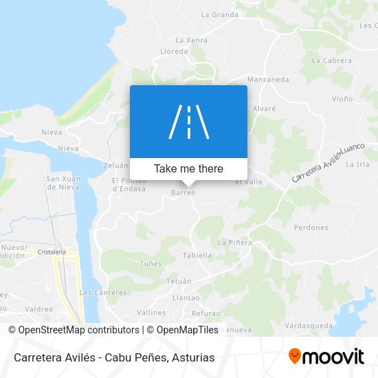 Carretera Avilés - Cabu Peñes map