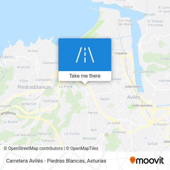 Carretera Avilés - Piedras Blancas map