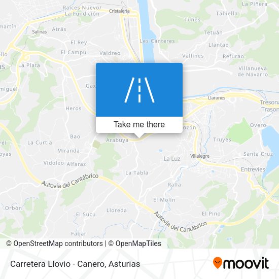 Carretera Llovio - Canero map