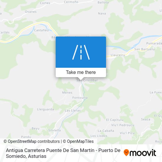Antigua Carretera Puente De San Martín - Puerto De Somiedo map