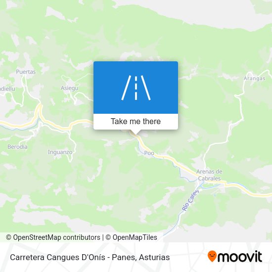 Carretera Cangues D'Onís - Panes map