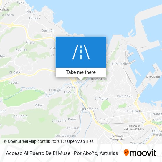 Acceso Al Puerto De El Musel, Por Aboño map