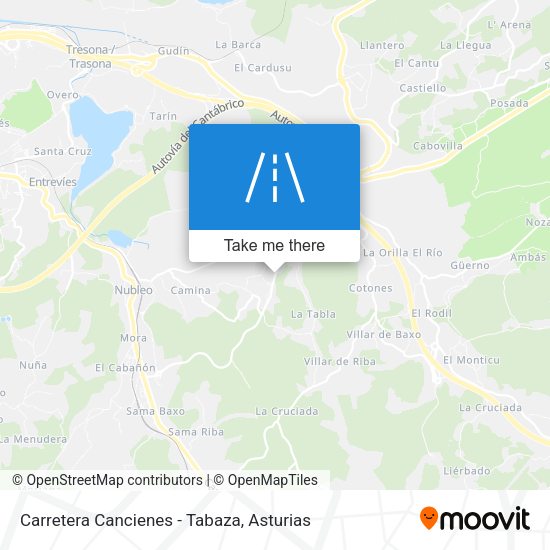 Carretera Cancienes - Tabaza map