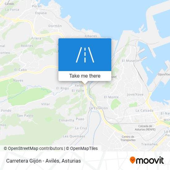 Carretera Gijón - Avilés map