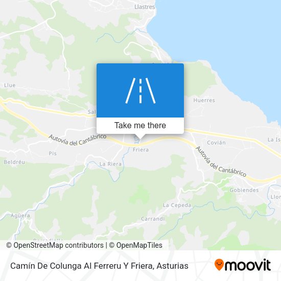 Camín De Colunga Al Ferreru Y Friera map