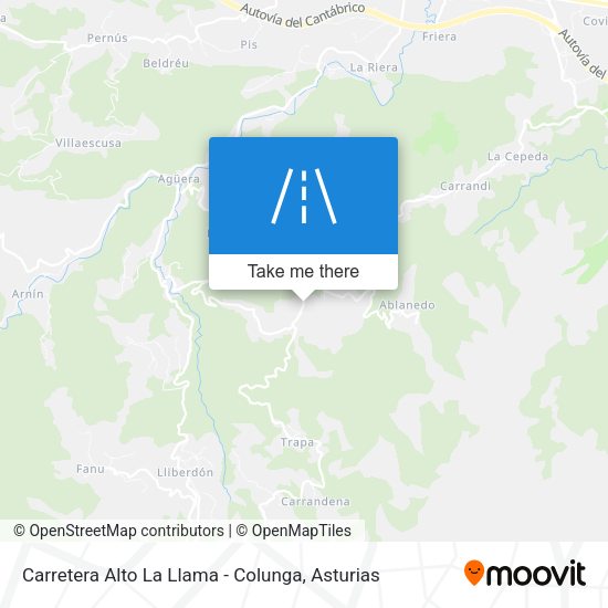 Carretera Alto La Llama - Colunga map