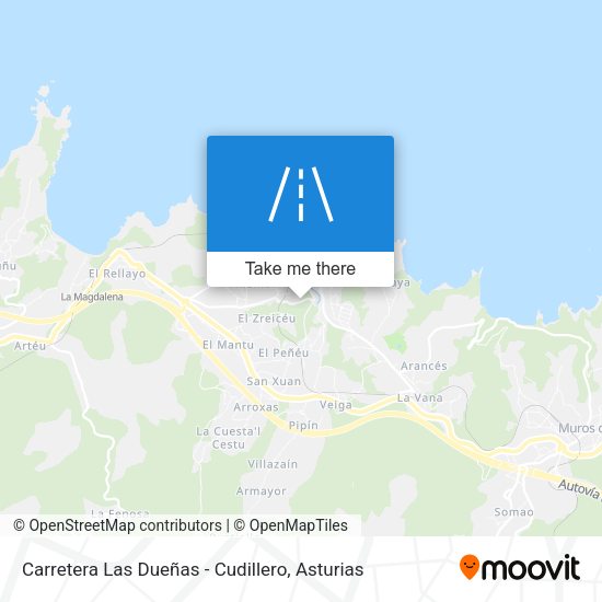 Carretera Las Dueñas - Cudillero map