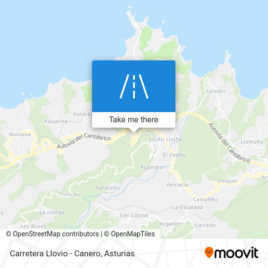 Carretera Llovio - Canero map