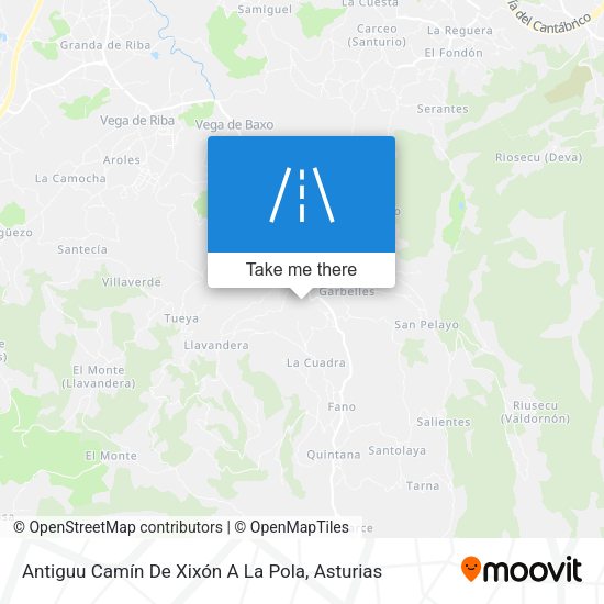 Antiguu Camín De Xixón A La Pola map