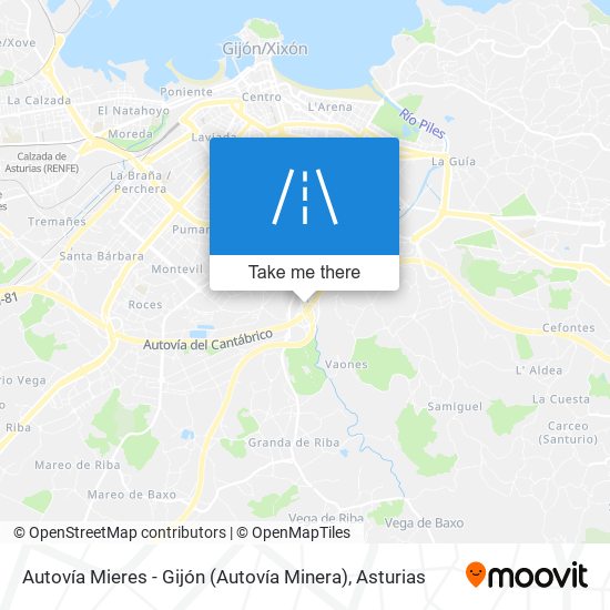 mapa Autovía Mieres - Gijón (Autovía Minera)