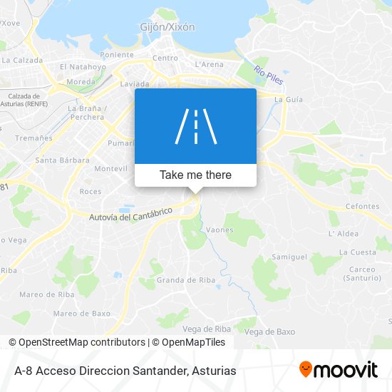 A-8 Acceso Direccion Santander map