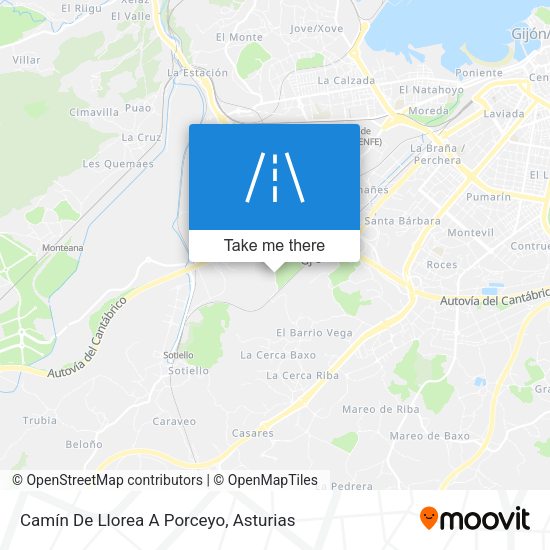 Camín De Llorea A Porceyo map