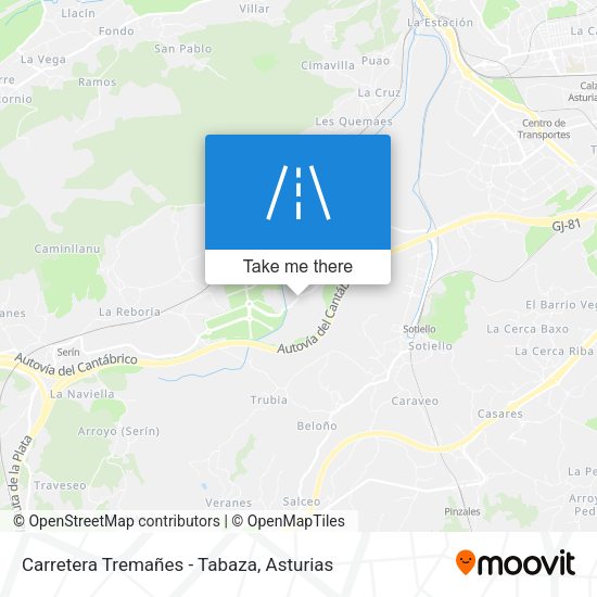 Carretera Tremañes - Tabaza map