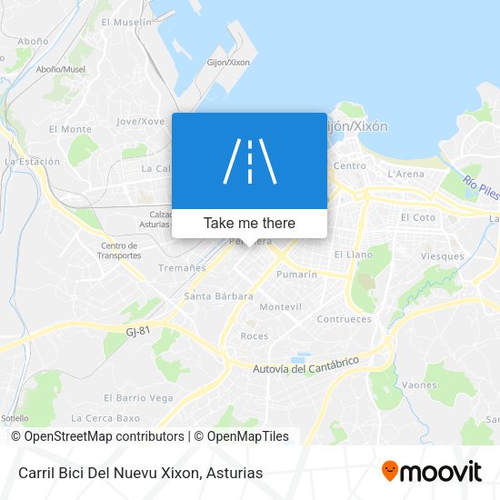 Carril Bici Del Nuevu Xixon map
