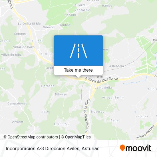 Incorporacion A-8 Direccion Avilés map
