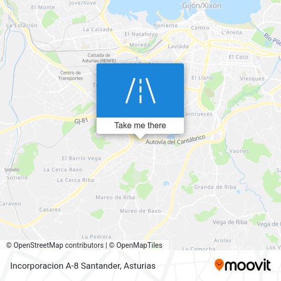 Incorporacion A-8 Santander map