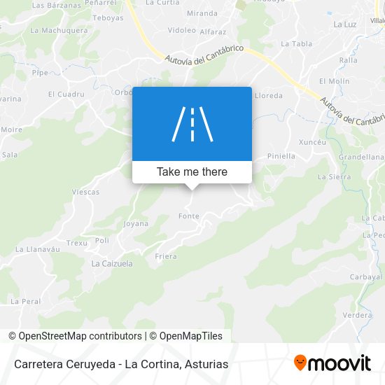 Carretera Ceruyeda - La Cortina map