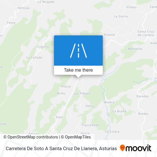 Carretera De Soto A Santa Cruz De Llanera map