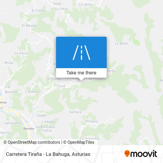 Carretera Tiraña - La Bahuga map