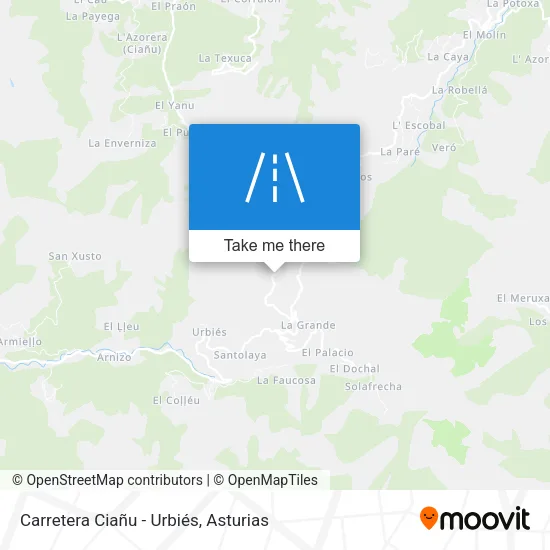 Carretera Ciañu - Urbiés map