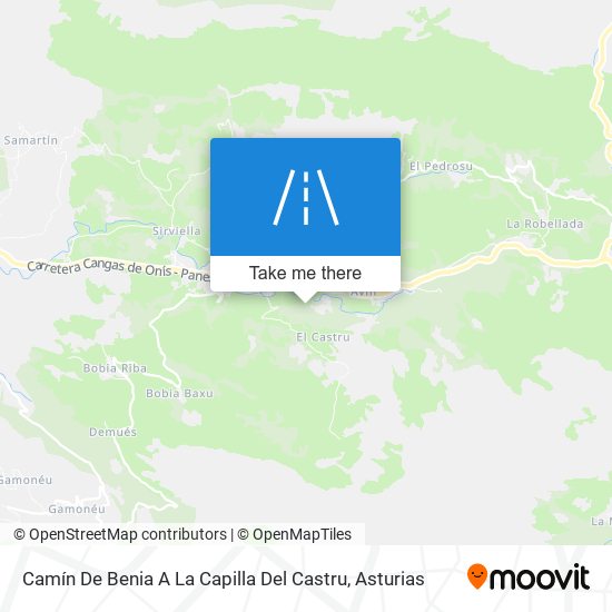 mapa Camín De Benia A La Capilla Del Castru