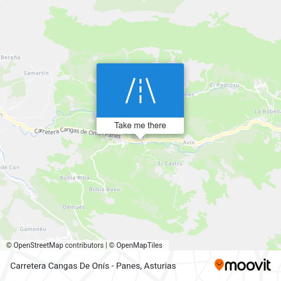 Carretera Cangas De Onís - Panes map